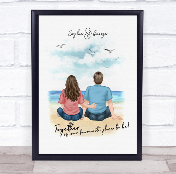 Watercolor Beach Romantic Gift For Him or Her Personalized Couple Print