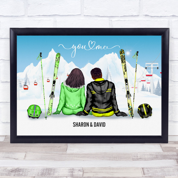 Ski Resort Cable Car Romantic Gift For Him or Her Personalized Couple Print