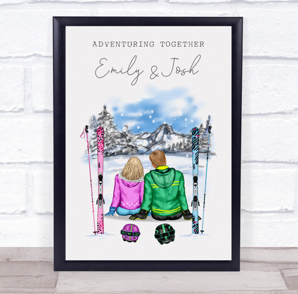 Ski Slopes Adventuring Romantic Gift For Him or Her Personalized Couple Print