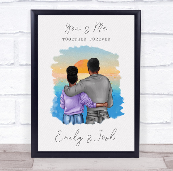 Sunset Beach Wash Romantic Gift For Him or Her Personalized Couple Print