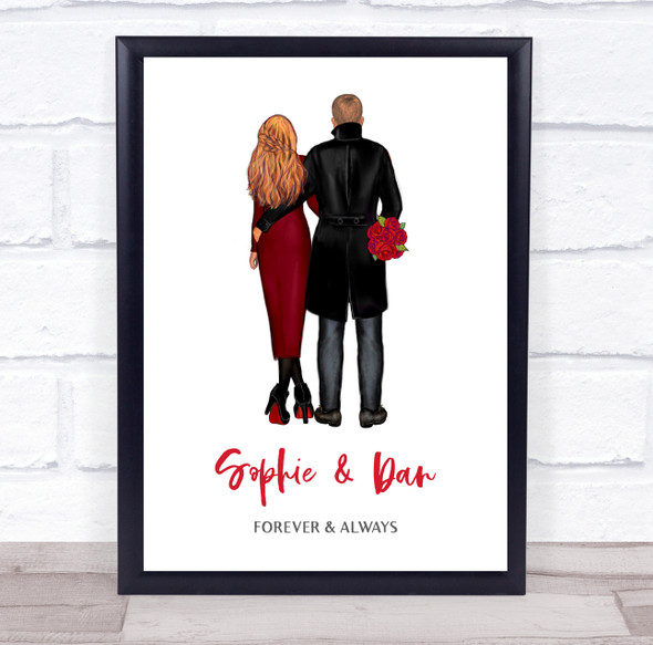 Forever & Always Red Romantic Gift For Him or Her Personalized Couple Print