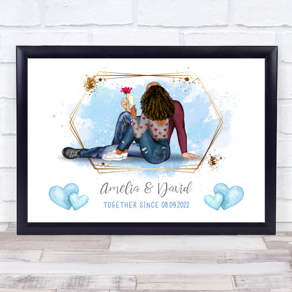 Together Since Blue Wash Romantic Gift For Him or Her Personalized Couple Print