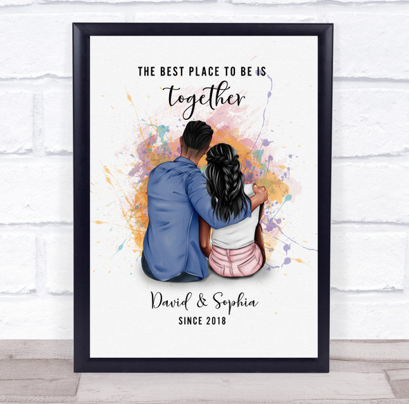 colorful Splash Couple Romantic Gift For Him or Her Personalized Couple Print
