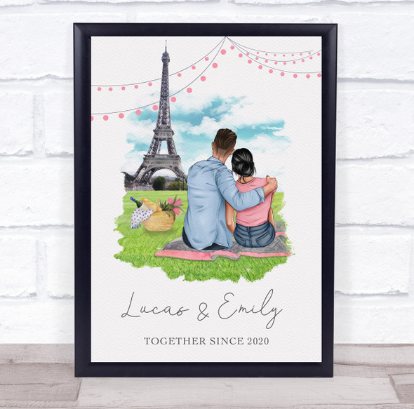 Paris Picnic Romantic Gift For Him or Her Personalized Couple Print