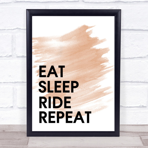 Watercolour Eat Sleep Ride Quote Print