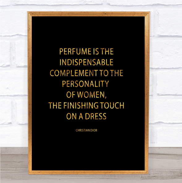 Christian Dior Perfume Quote Print Black & Gold Wall Art Picture