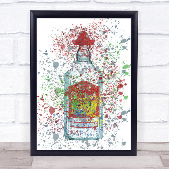 Watercolour Splatter Clear Mexican Tequila Bottle Wall Art Print