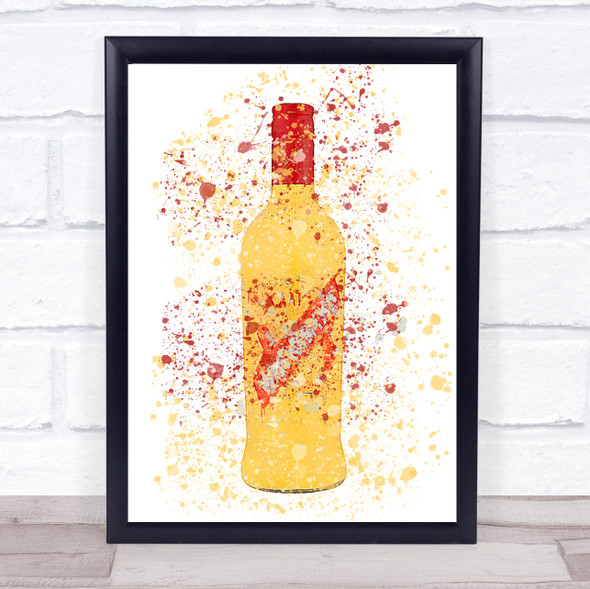 Watercolour Splatter Yellow Egg Brandy Liqueur Bottle Wall Art Print