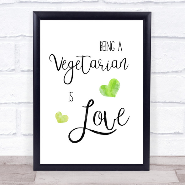 Vegetarian Is Love Quote Typogrophy Wall Art Print