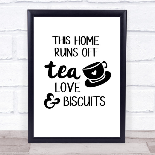 Tea Love & Biscuits Quote Typogrophy Wall Art Print