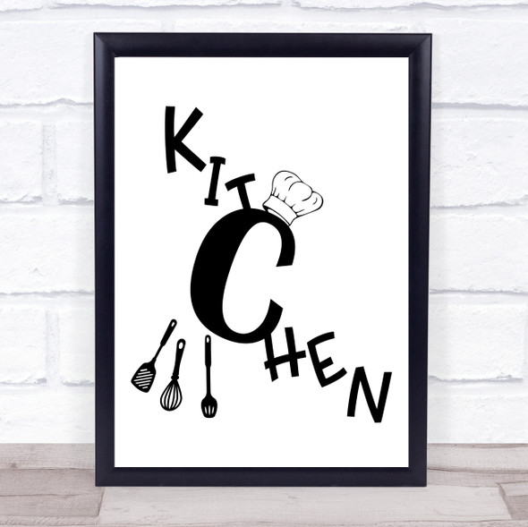 Kitchen Chef Hat Quote Typogrophy Wall Art Print