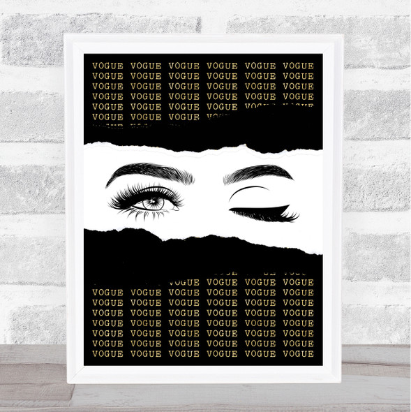 Wink Fashion Vogue Gold & Black Decorative Wall Art Print