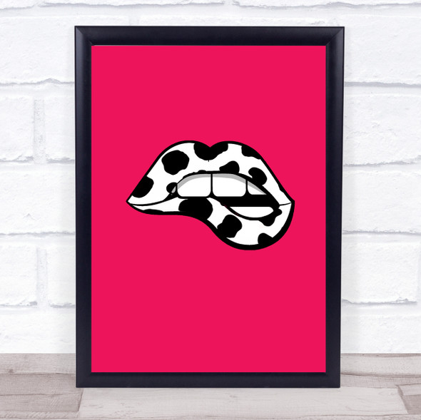 Cow Print On Lips Fusion Pink Decorative Wall Art Print