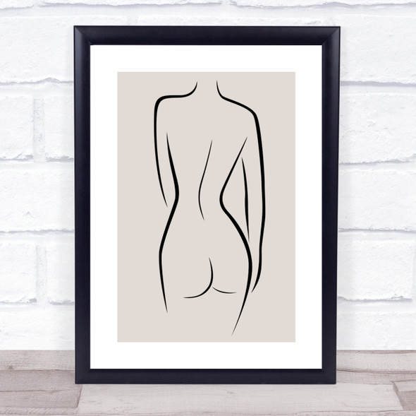 Block Colour Line Art Naked Female Behind Decorative Wall Art Print