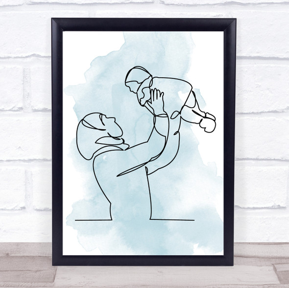 Watercolour Line Art Muslim Lady And Baby Decorative Wall Art Print