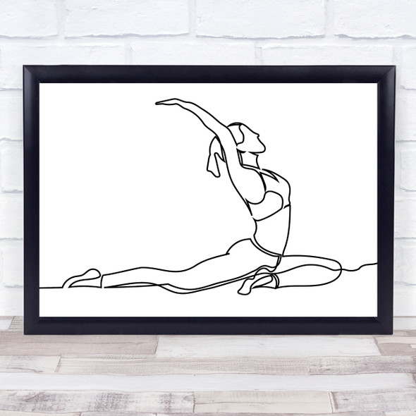 Black & White Line Art Lady Exercising Decorative Wall Art Print