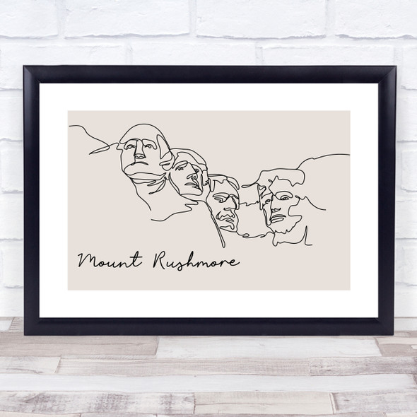 Block Colour Line Art Mount Rushmore Decorative Wall Art Print