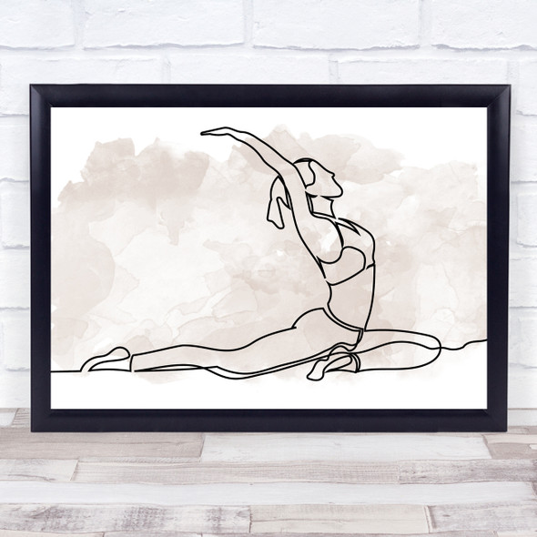 Watercolour Line Art Lady Exercising Decorative Wall Art Print