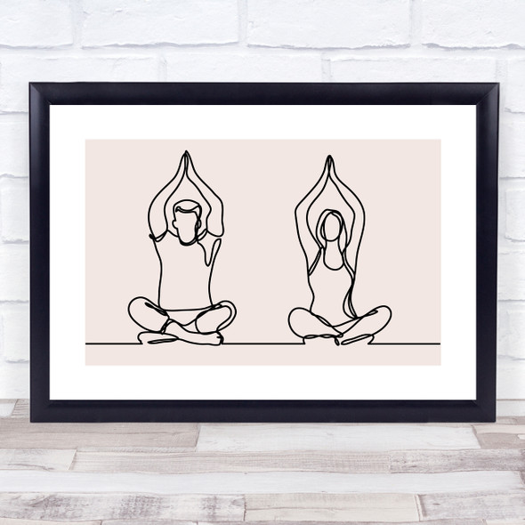 Block Colour Line Art Man Lady Yoga Decorative Wall Art Print