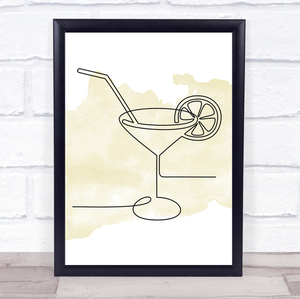 Watercolour Line Art Cocktail Glass Decorative Wall Art Print