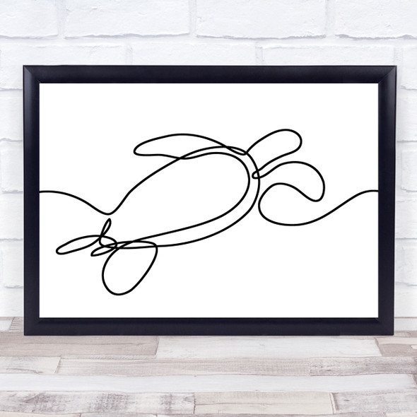 Black & White Line Art Sea Turtle Decorative Wall Art Print