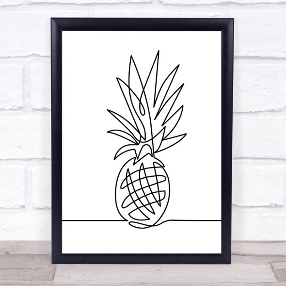 Black & White Line Art Pineapple Decorative Wall Art Print