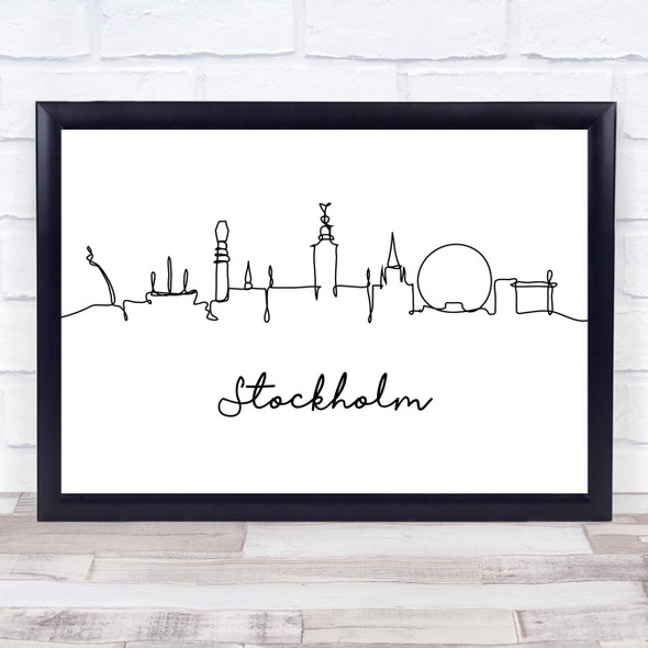 Black & White Line Art Stockholm Decorative Wall Art Print