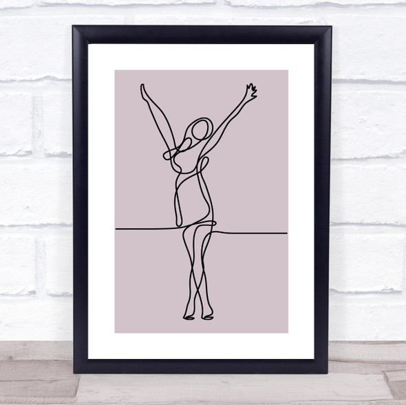 Block Colour Line Art Happy Lady Decorative Wall Art Print