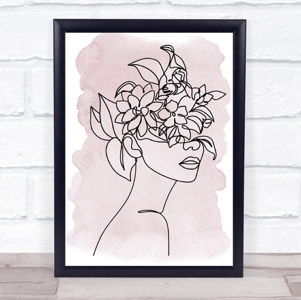 Watercolour Line Art Floral Lady Decorative Wall Art Print