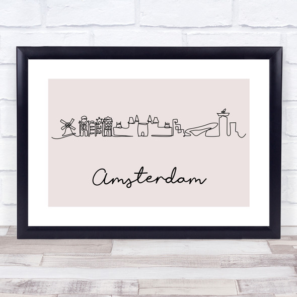 Block Colour Line Art Amsterdam Decorative Wall Art Print