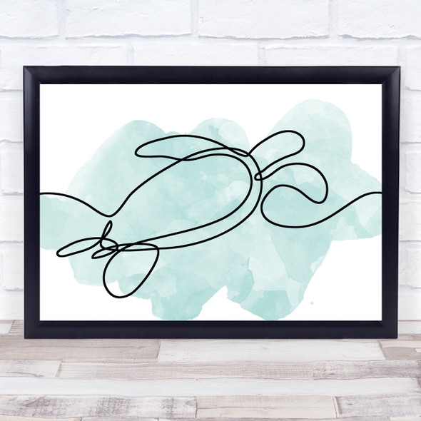 Watercolour Line Art Sea Turtle Decorative Wall Art Print