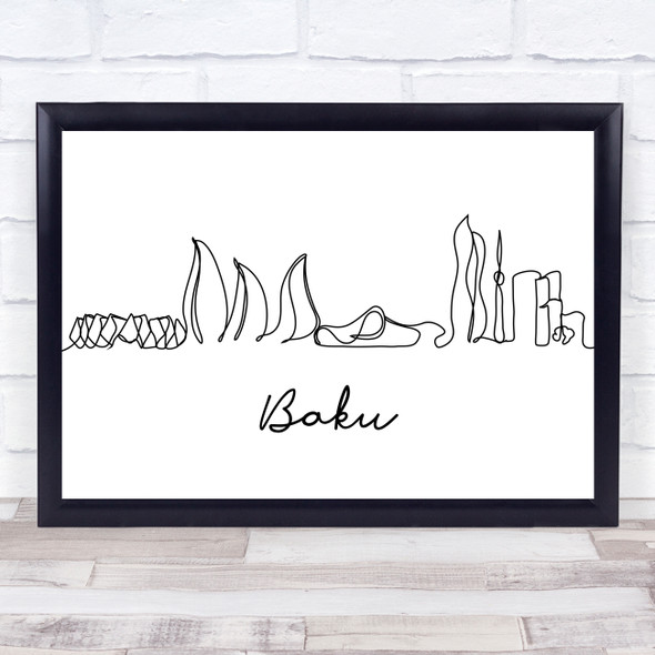 Black & White Line Art Baku Decorative Wall Art Print