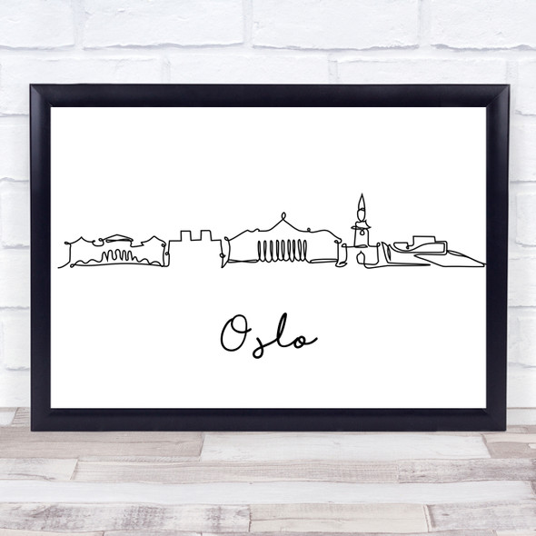 Black & White Line Art Oslo Decorative Wall Art Print