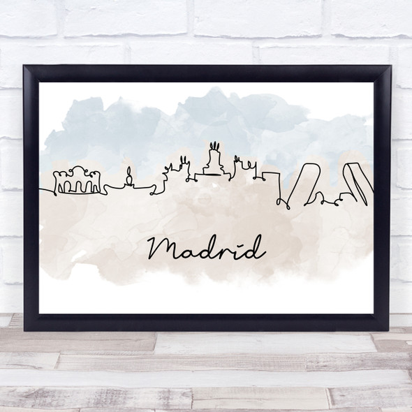 Watercolour Line Art Madrid Decorative Wall Art Print