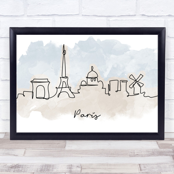 Watercolour Line Art Paris Decorative Wall Art Print