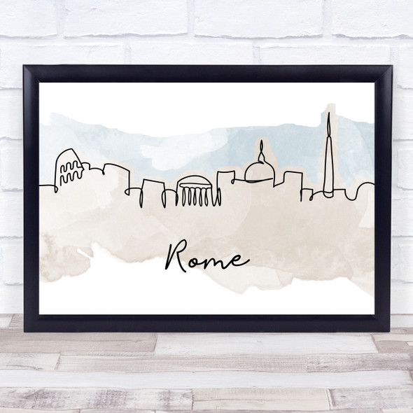 Watercolour Line Art Rome Decorative Wall Art Print