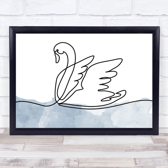 Watercolour Line Art Swan Decorative Wall Art Print