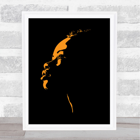 Black Lives Matter Golden Orange Silhouette Female Side View Wall Art Print