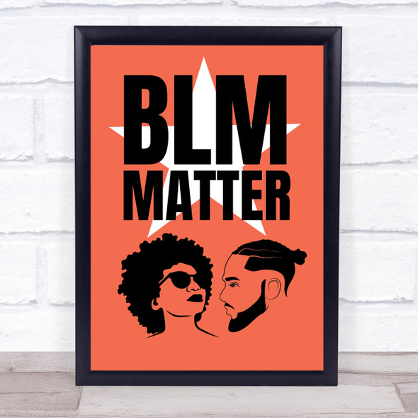 Black Lives Matter Man Woman Orange Wall Art Print