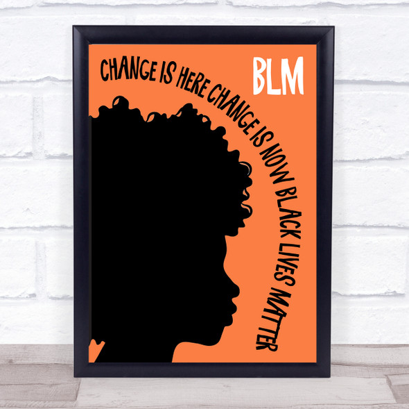 Black Lives Matter Silhouette Girl Orange Wall Art Print