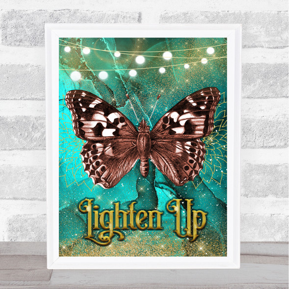 Teal Green Blue Mystical Gothic Butterfly Lighten Up Home Wall Art Print