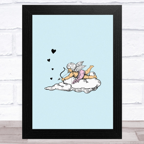 Cute Cupid Angel On Cloud Home Wall Art Print