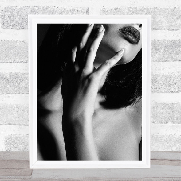 Black And White Woman Lips Home Wall Art Print