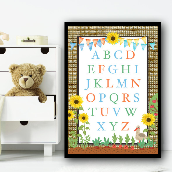 On The Farm Alphabet Children's Nursery Bedroom Wall Art Print