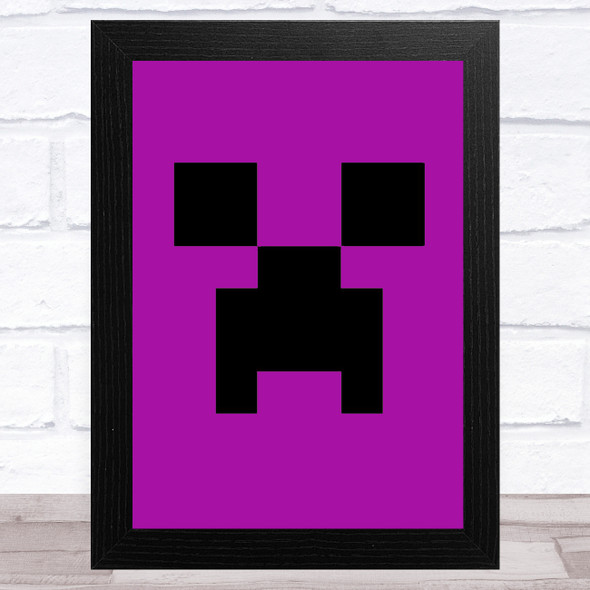 Minecraft Creeper Purple Children's Kids Wall Art Print