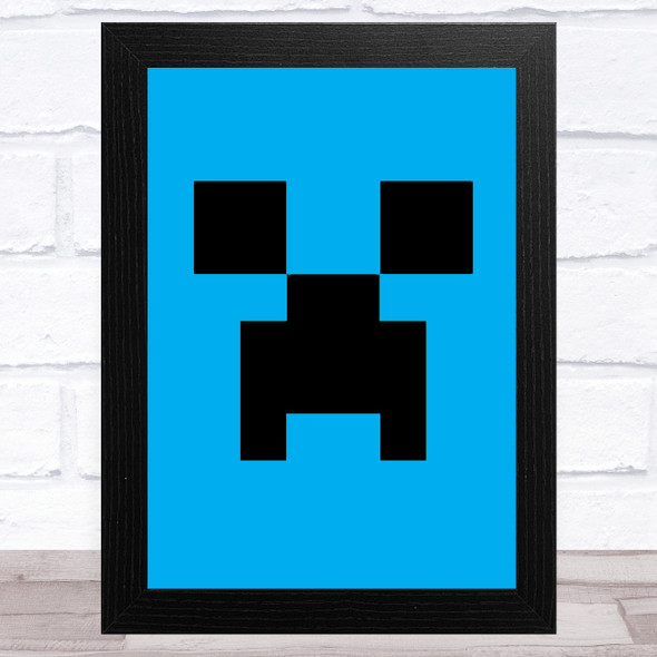 Minecraft Creeper Blue Children's Kids Wall Art Print