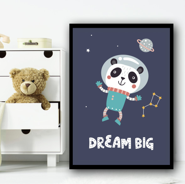 Astronaut Space Panda Children's Kids Wall Art Print