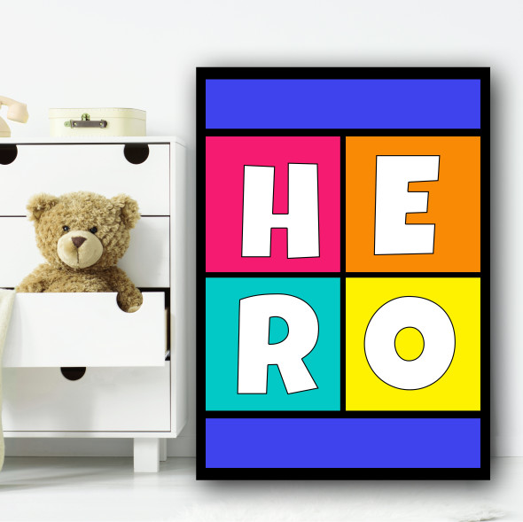 City Scape Hero Children's Nursery Bedroom Wall Art Print