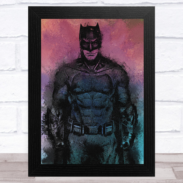 Batman Watercolour Smudge Children's Kids Wall Art Print