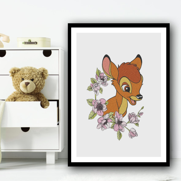 Bambi Grey Vintage Children's Kids Wall Art Print